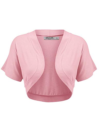 Image of Lock and Love Women's Versatile Open Front Lightweight Short Sleeve Bolero Shrug
