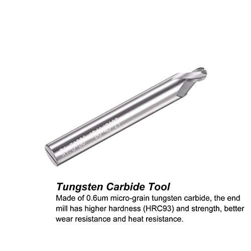 Image of uxcell Tapered Ball Nose End Mill, Uncoated Solid Carbide 2 Flute Spiral Milling Cutter, 1.5mm Radius, 3mm Diameter, 6mm Shank, 45mm Length, 30 Degree Angle