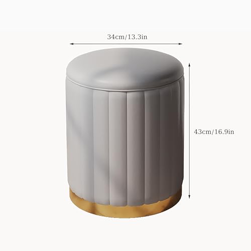 Pouf contenitore rotondo con coperchio rimovibile, pouf in pelle per camera da letto, soggiorno, hotel, sgabello per il cambio delle scarpe e soluzione di stoccaggio