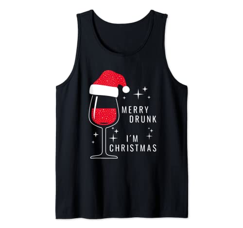 Merry Drunk I'm Christmas Ugly - Vino de Navidad Camiseta sin Mangas