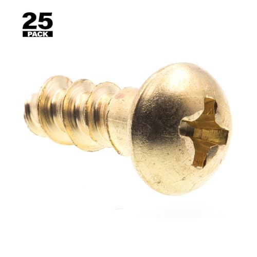 Prime-Line 9207727 Tornillos para madera, Cabeza redondeada, Phillips, #8 x 1/2 pulgada, Latón macizo, Paquete de 25 miniatura 3