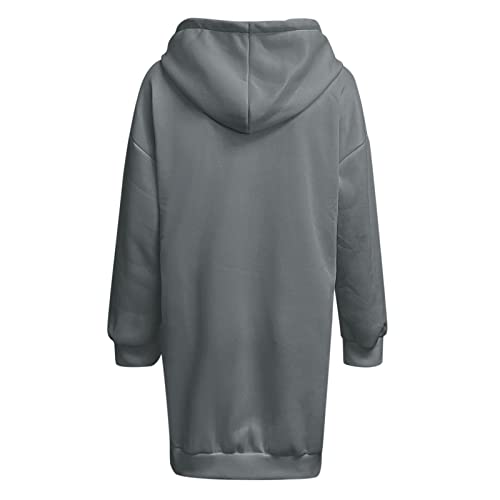 Lykmera Vestido feminino vintage casual com capuz vestido outono manga longa moletom com botão para