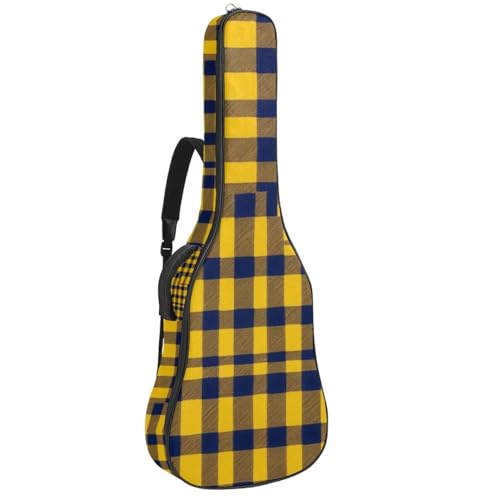 Sac étanche pour guitare acoustique vert à motif écossais rétro 42.9 pouces avec poches