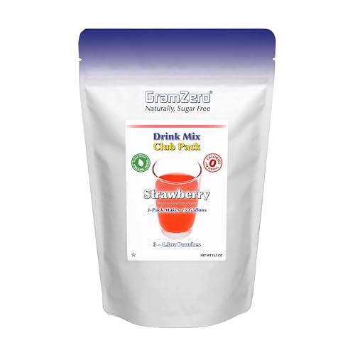GramZero Strawberry Zero Calorie Sugar Free Drink Mix, Great For Nutrition Club Loaded Teas, Stevia Sweetened