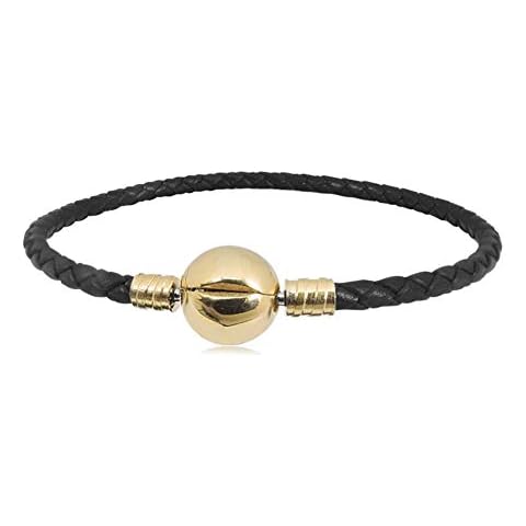 JMQJewelry Valentine's Day Leather Stainless Steel Chain Bead Charm for Bracelets Women Men Girl Jewelry 18.8cm 7.4inches, Stainless Steel Cover
