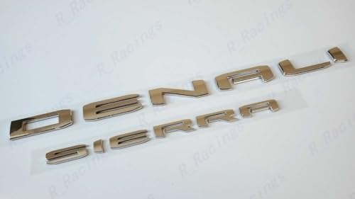Image of 4Pcs Set 19-23 Denali DENALIHD Sierra Emblems 3D Letters Badges NAMEPLATE Stickers Decal Replacement for Sierra 1500 2500HD 3500HD Denali HD 23400374 (Chrome)