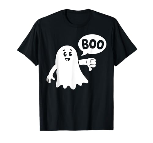 Boo Divertente Fantasma Pollice Giù Spettrale Halloween Spirito Grafica Maglietta