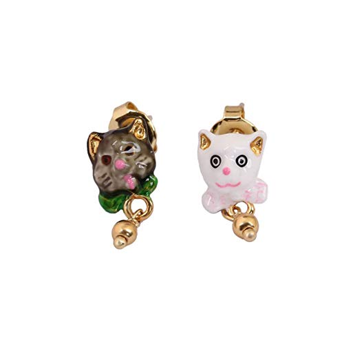 Preisvergleich Produktbild JmDick'Stud earring Frühlingsgarten-Reihe des neuen Kätzchens niedliches Schwarzweiss-Katzensilber n