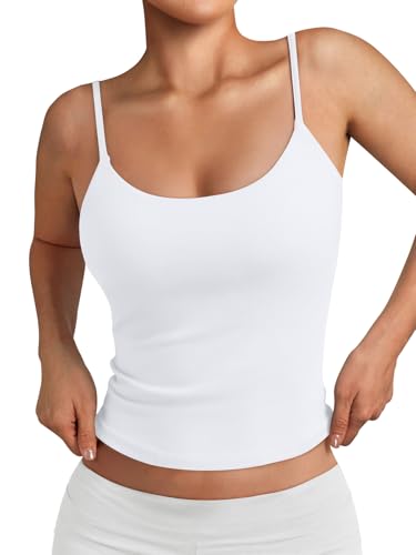 Trendy Queen Double Lined Adjustable Spaghetti Strap Tank Top for Women Cute Summer Basic Crop Top...