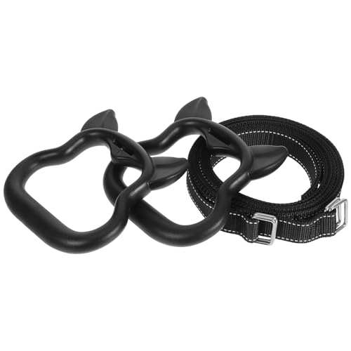Anillas de ejercicio colgantes negras con correas ajustables miniatura 1
