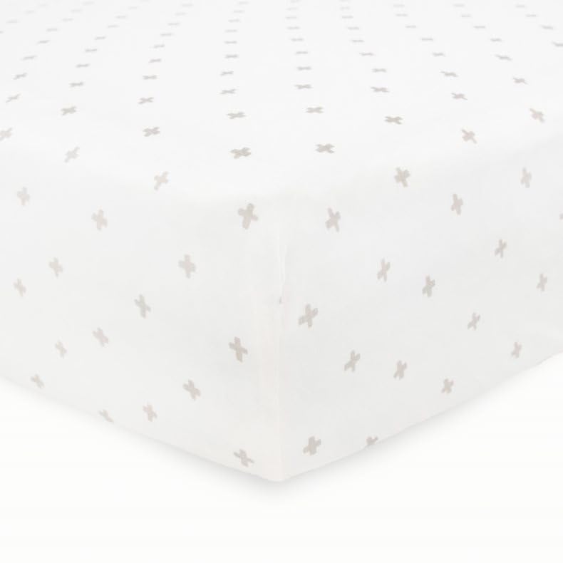 Image of Little Unicorn Premium Stretch Knit Crib Sheet |Super Soft with Optimal Stretch (Grey Cross)