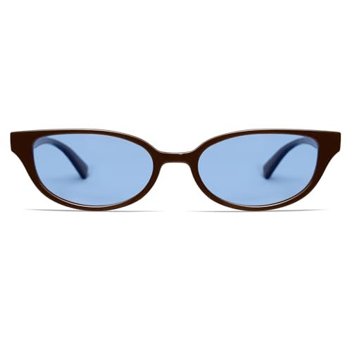 Image of VANLINKER Retro Semi Oval Polarized Sunglasses for Women Men Trendy Small 90s Style Vintage Narrow Rectangle Frame VL9833