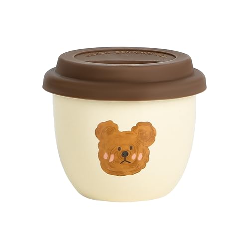 Jiantaoxi Cute Bear Mug with Lid, Cute Coffee and Tea Mug,Gift for Friend Women Men,Beige, 8 oz