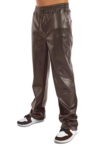 SCREENSHOT Tracksuits 3202 Mens PU Urban Premium Track Set Vegan Leather Athletic Streetwear Fashion Suit