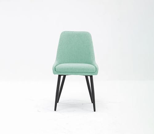 Image of Finch Fox Morris Glam Comfortable Fabric Upholstered Padded Living Room Side Dining Chair for Cafeteria Bedroom, Restaurents, Home, Office with Black Metal Legs in Psta Color