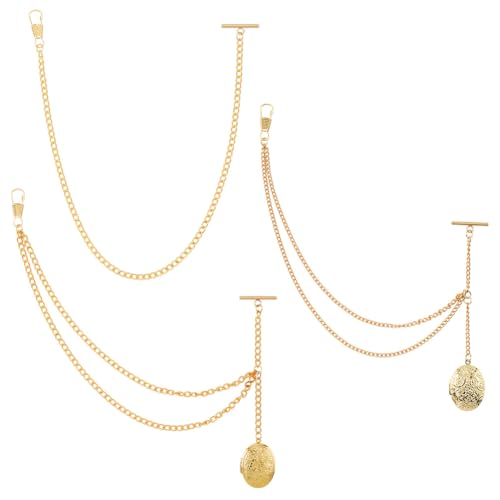 PH PandaHall 3 Style Brass Pocket Watch Chain Gold Oval