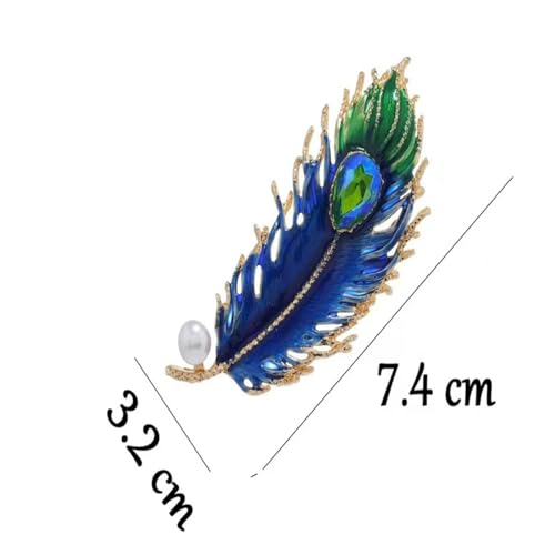 Image of Rhinestone Feather Brooches for Women Men,Vintage Animal Peacock Pin Gold /Silver /Blue / Crystal Diamond Lapel Pins Fashion Enamel Feather Leaf Brooch Elegant Dress Coat Pin Decor Wedding Christmas Birthday Jewelry