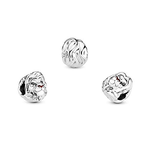 Lion Sinba Charm Authentic 925 Sterling Silver Red Enamel Animal King Bead fit European Bracelet2