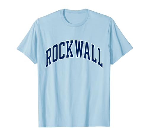 Rockwall texas tx varsity style navy text t-shirt