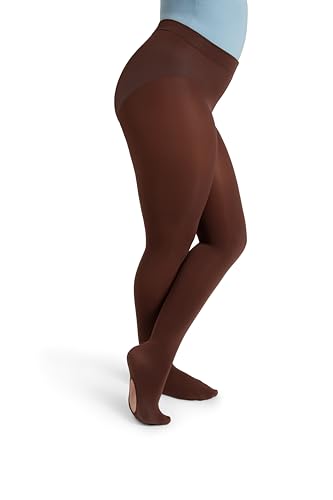 Capezio Girls' Ultra Soft Self Knit Waistband Tight,Java, One Size (8-12)3