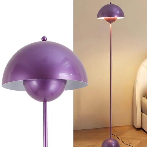 Image of Mid-Century Modern Metal Bud Floor Lamp for Home and Office, Pearl Violet