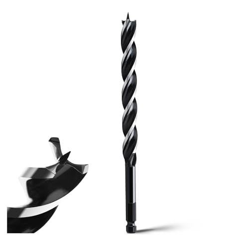 MOXPIFY Foret à bois hélicoïdal 18 mm x 230 mm, 3 lames, bois tendre et dur, avec pointe de centrage et tige E 9.5