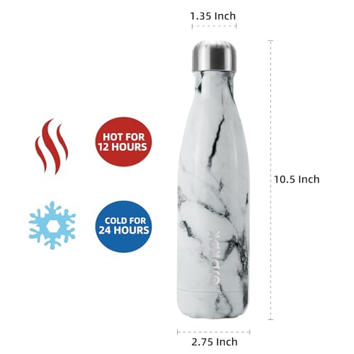 Image of BJPKPK Insulated Water Bottles 17oz Stainless Steel Sports Water Bottles Keep Cold for 24 Hours and Hot for 12 Hours,BPA Free,Marble Frozen
