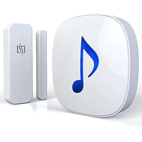 HTZSAFE Wireless Door/Window Magnetic Sensor Alarm-600 Feet Long Wireless Transmission Range-35 Classic Melodies Optional,4 Volume Levels & LED Flash-Home/Business DIY Burglar Alert Security System Cover