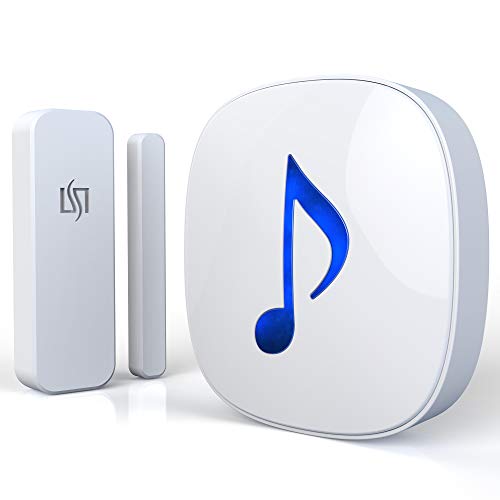 HTZSAFE-Wireless-DoorWindow-Magnetic-Sensor-Alarm-600-Feet-Long-Wireless-Transmission-Range-35-Classic-Melodies-Optional4-Volume-Levels-LED-Flash-HomeBusiness-DIY-Burglar-Alert-Security-System