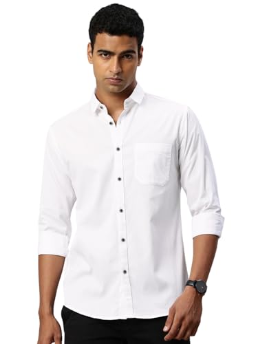 Image of Majestic Man Comfort Slim Fit Solid Pure Cotton Self Design Casual Shirt