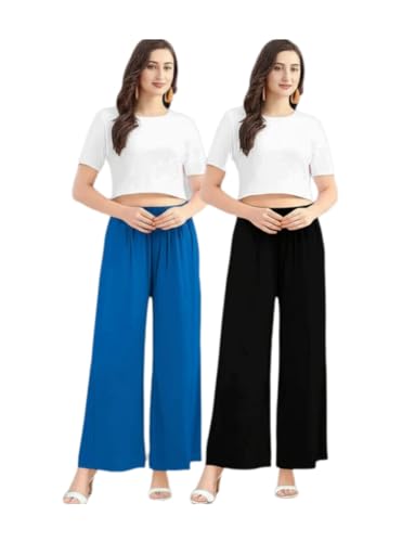 Image of Set of 2 Soft Reyon Cotton Regular Palazzo for Womens and Girls Combo Pack