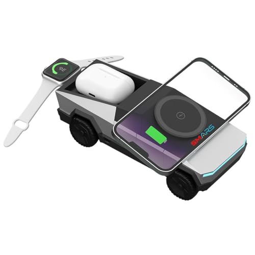 Image of Smars CyberDock 3-in-1 Wireless Charging Station | Fast Wireless Charger for Smartphone| Smartwatch & Earbuds | LED Indicator | Modern Futuristic Design | Space-Saving Charging Dock