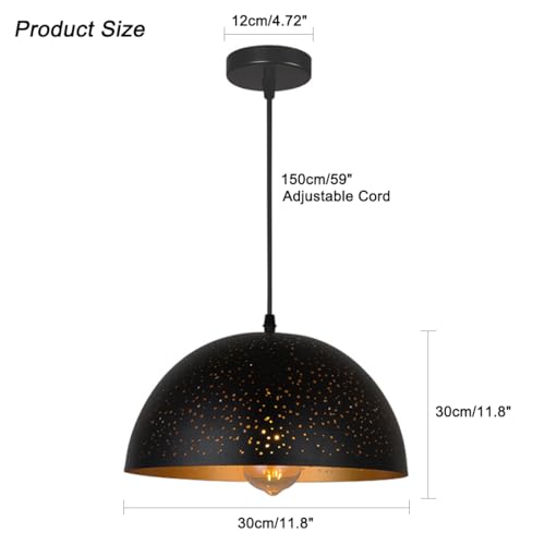 Image of Hanging Ceiling Light Fixture 11.8 inch Black Pendant Light Stairwell