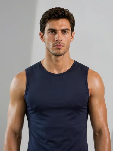 Image of CHKOKKO Gym Sleeveless T Shirt for Men Workout Compression Tanktop Sando Cut Sleeves Tees Gym Vest for Man Athletic Dry Fit for Sports Fitness & Exercise