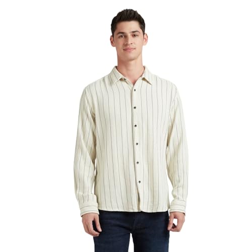 Image of Pepe Jeans Men's Casual Shirt | Striped Shirt for Men| Regular Fit | Vertical Stripes | Full Sleeve | Available in Plus Size
