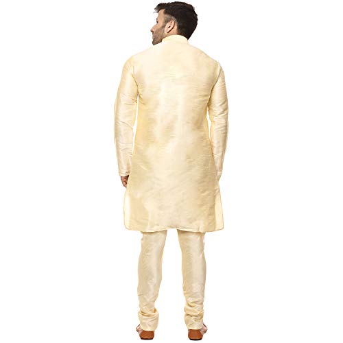 Men's Silk Plain Chinese Collar Kurta with Payjama4