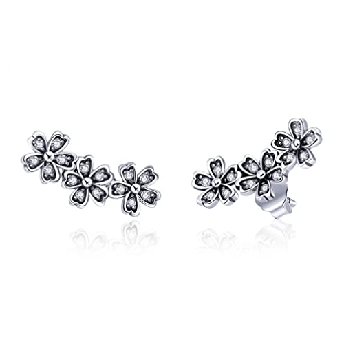 Boucles d'oreilles à étalons floraux empilables aux finitions ciselées haute précision
