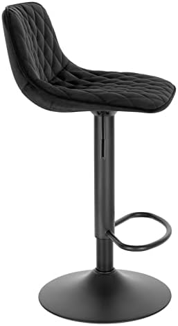 WOLTU Bar Stools Set of 2 Bar Chairs Breakfast Dining Stools for Kitchens Island Counter Velvet Black Bar Stools for Home Pub, Barstools with Backrest, Footrest, Seat Height 59.5-81cm BH315sz-2-UK