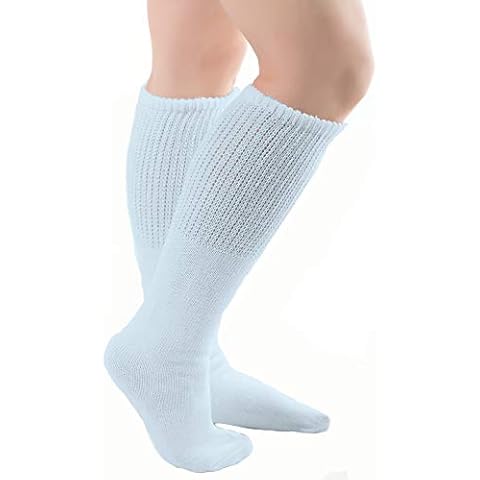 Comfort Finds Diabetic SwellSox - Breathable Cotton Socks - Loose Fitting Comfortable Sock – Non Binding Top Design– Improve Foot Circulation (Light Blue, 12 Pair) Cover