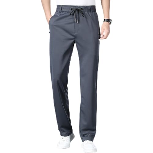 Ice Silk Mesh Panel Casual Pants for Men Cooling Quick Dry Elastic Waist Breathable Loose Fit Trousers