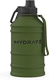 HYDRATE Edelstahl Trinkflasche - 2,2 Liter - BPA-freie Sport Wasserflasche - MetallWasserflasche praktischer Nylon-Trageriemen und auslaufsicherer Schraubverschluss, Gym