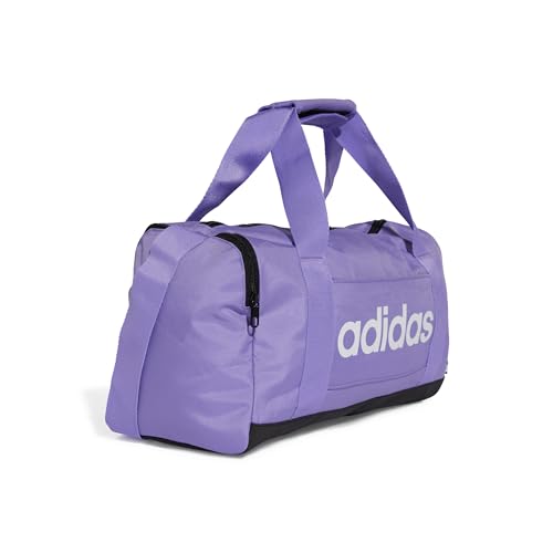 Image of adidas Essentials Linear Duffel Bag, Purple Fusion /White, XS