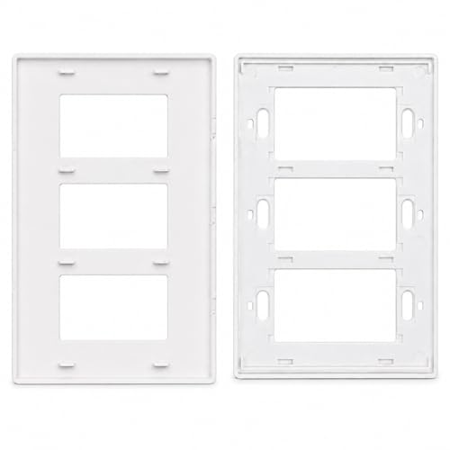 Placa de pared sin tornillos de 3 bandas para interruptor, color blanco, pack de 10 unidades 7
