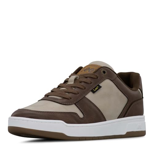 Lee Men's Specter Retro Court Fashion Sneaker, Brown/Pebble, 10 M