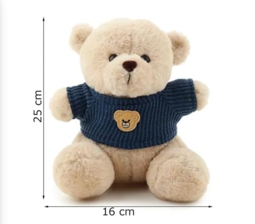 Image of Cute Teddy Bear Soft Toy Plush Stuffed Animal with Sweater for Kids Baby - Soft Huggable Teddy Doll for Cuddling, Birthday Gift & Home Decor 25CM