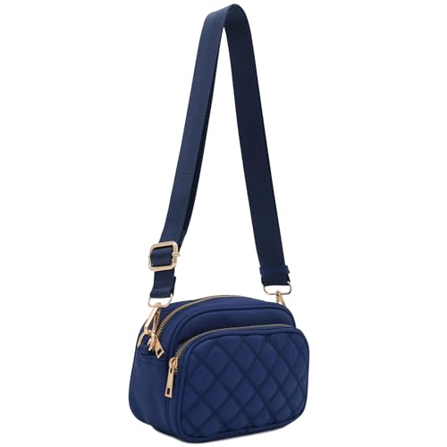 Image of FashionPuzzle Quilted Nylon Crossbody Bag with Wide Strap