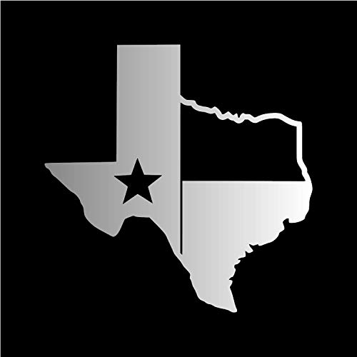Image of TX Flag Shaped Like Texas [Pick Color] Vinyl Transfer Sticker for Laptop /Car /Truck /Window /Bumper (3 inch x 3 inch, Silver)