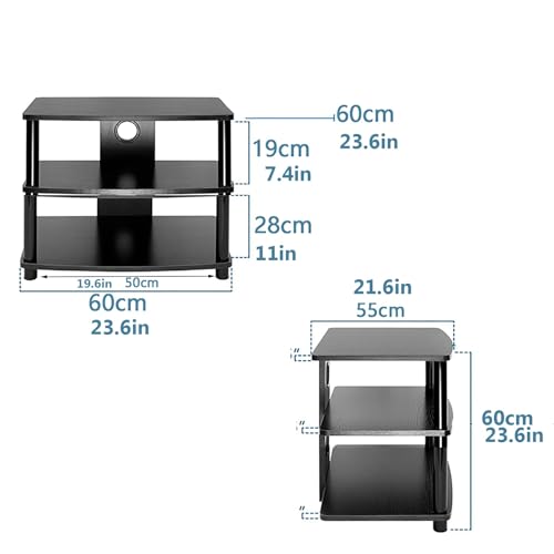 Étagère d'angle multimédia AV à 3 niveaux en verre pour salon - 3