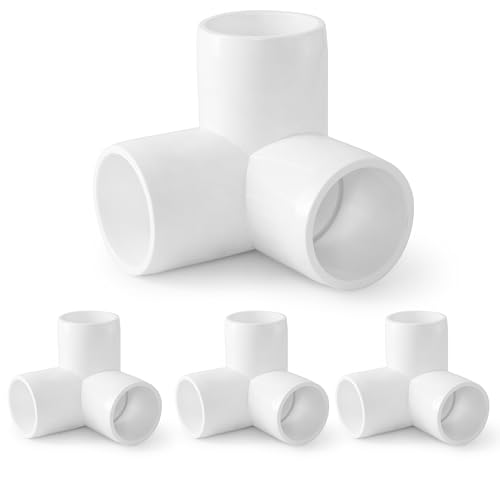 3 Way PVC Pipe Fittings 3/4 Inch, Zernmiarder White PVC Elbow Corner Side Outlet Tee Fitting, SCH40 Furniture Grade Pipe Connectors - Fits 3/4