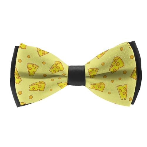 MUMEHAZ Men Pre-Tied Fashion Bow Ties, Formal Tuxedo Party Bow Tie Cheese Food Yellow Adjustable Bowtie for Party Christmas